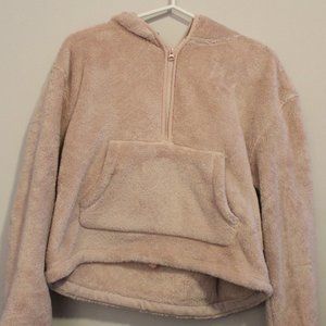 Pink Fuzzy Forever 21 Cropped Hoodie